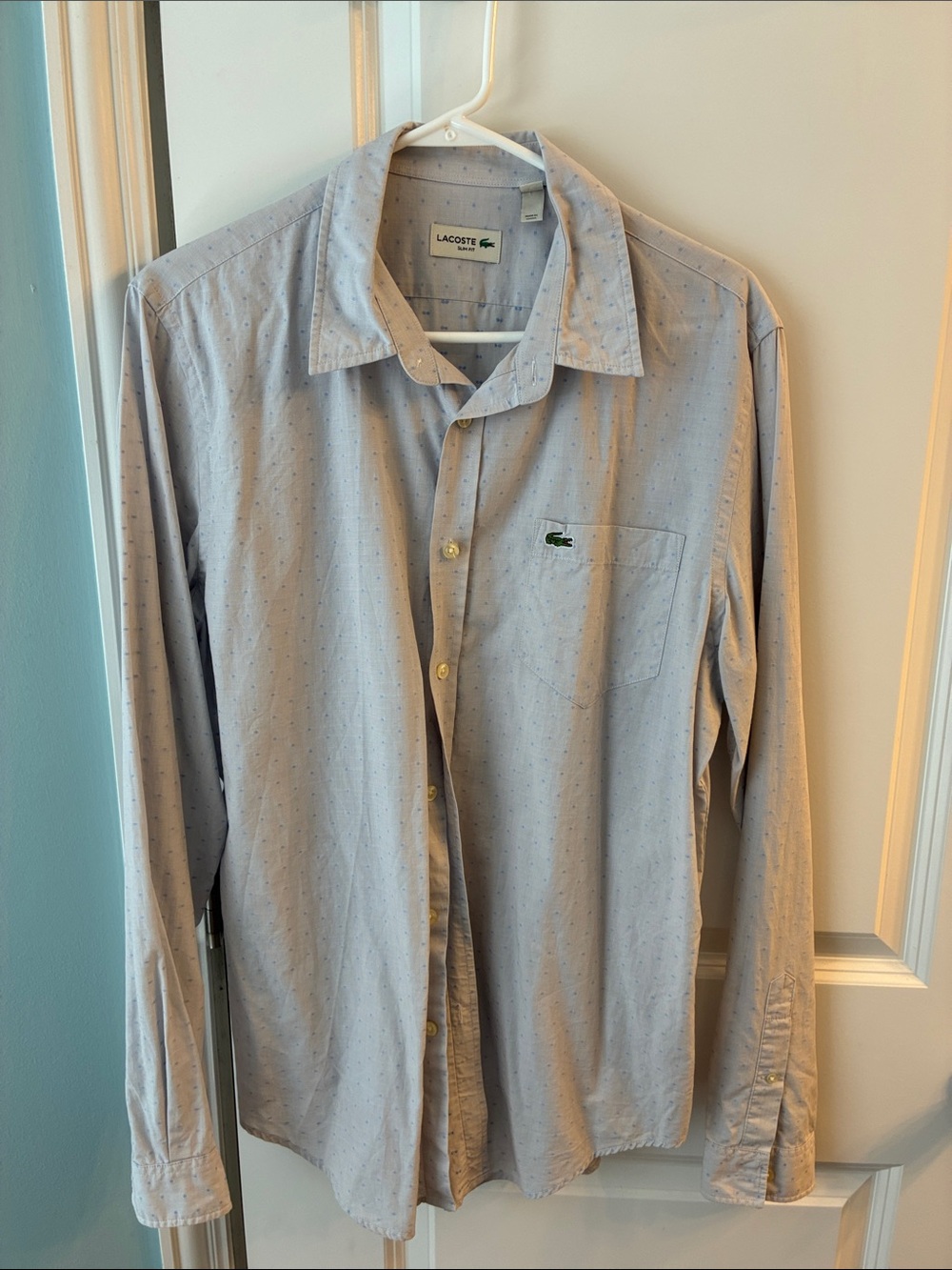 Lacoste Men's Pale Blue Long-Sleeve Button-Down Shirt